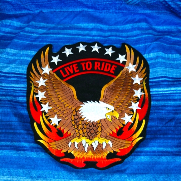 🆕 🦅LARGE LIVE TO RIDE EAGLE BIKER IRON /SEW ON PATCH 11" Long X 10" Wide. New - Picture 2 of 7